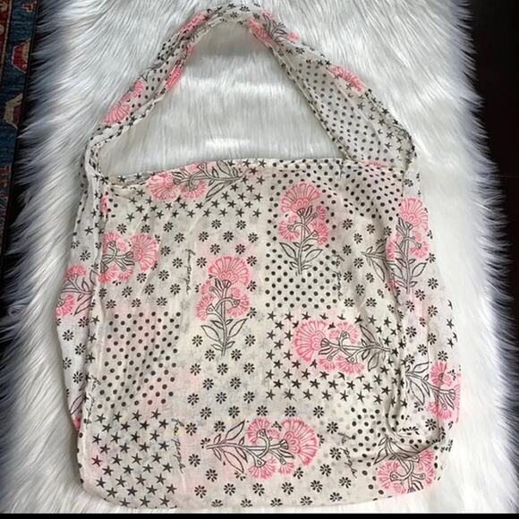 Free People Pink and Black Print Tote Bag - Picture 1 of 3